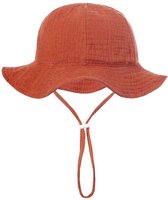 Zomerhoed baby - dreumes - meisje - jongen - zonnehoed - zomer - hydrofiele stof - katoen - koraal oranje