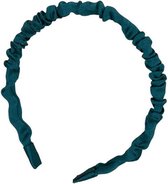 Diadeem - haarband van stof - groen/blauw - dunne haarband - kinderen/meisjes/dames - gerimpeld