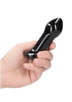 Pluggy - Glass Vibrator - With Suction Cup and Remote - Rechargeable - 10 Speed - Black