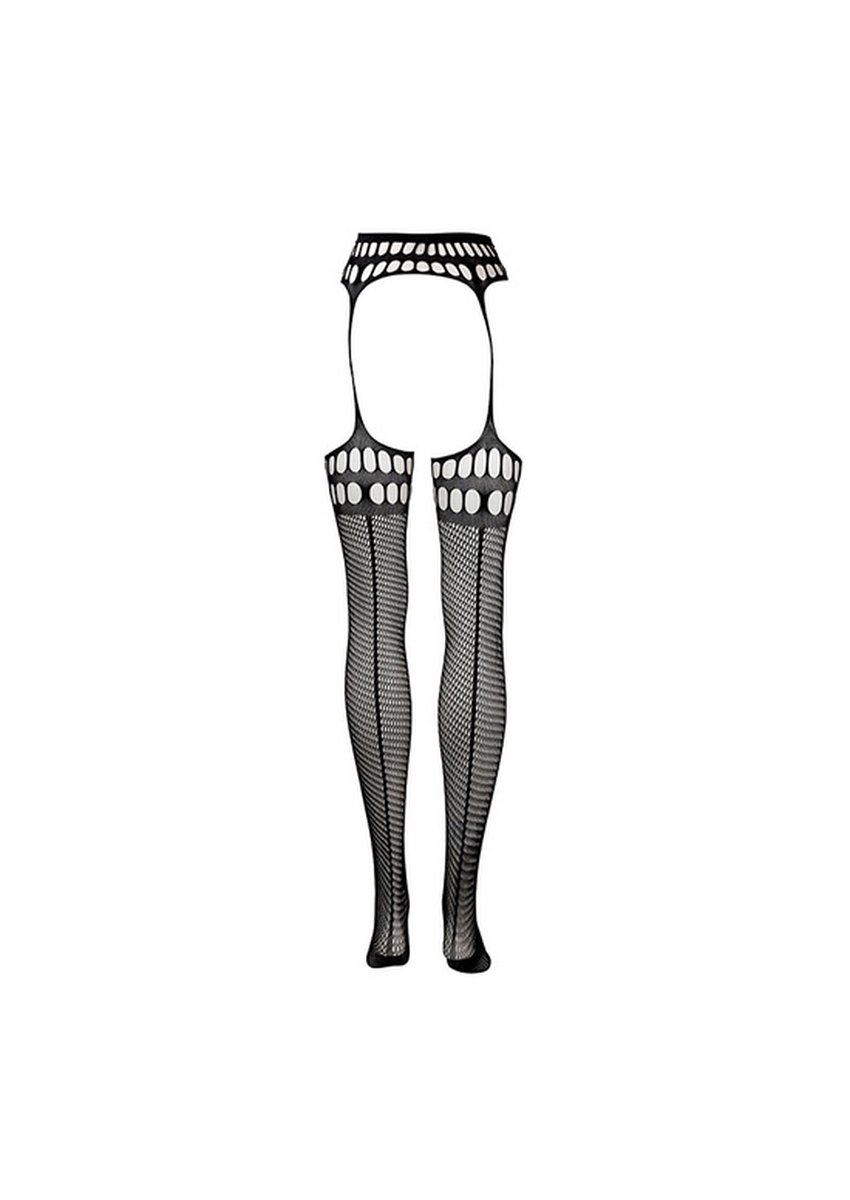 Goedkoopste Garterbelt stockings with open design - Black - O/S