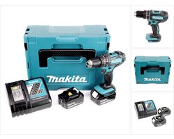 Makita DHP 482 RTJ accu klopboormachine 18V 62Nm in Makpac + 2x 5.0 Ah accu + lader