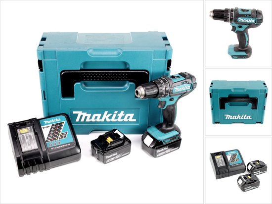 Makita DHP 482 RTJ accu klopboormachine 18V 62Nm in Makpac + 2x 5.0 Ah accu + lader