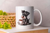 Mok Miniature Schnauzer drink coffee - dogs - gift - cadeau - puppies - puppylove - doglover - doggy - honden - puppyliefde - mijnhond - hondenliefde - hondenwereld
