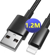 8-Pin naar USB-A Snoer - Geschikt voor iPhone, iPad Oplader Kabel - 1 Meter - Nylon Gevlochten