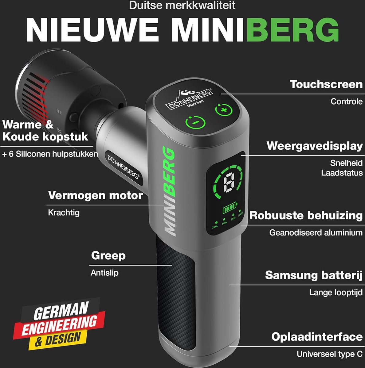 Massagegeweer Diep Weefselmassagegun met Koud en Warm Hoofddeksel - afbeelding 2