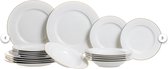 Dujust Services de table , assiette plate, porcelaine, blanc avec bord doré, 10,5"/Ø26 cm, lot de 6 assiettes