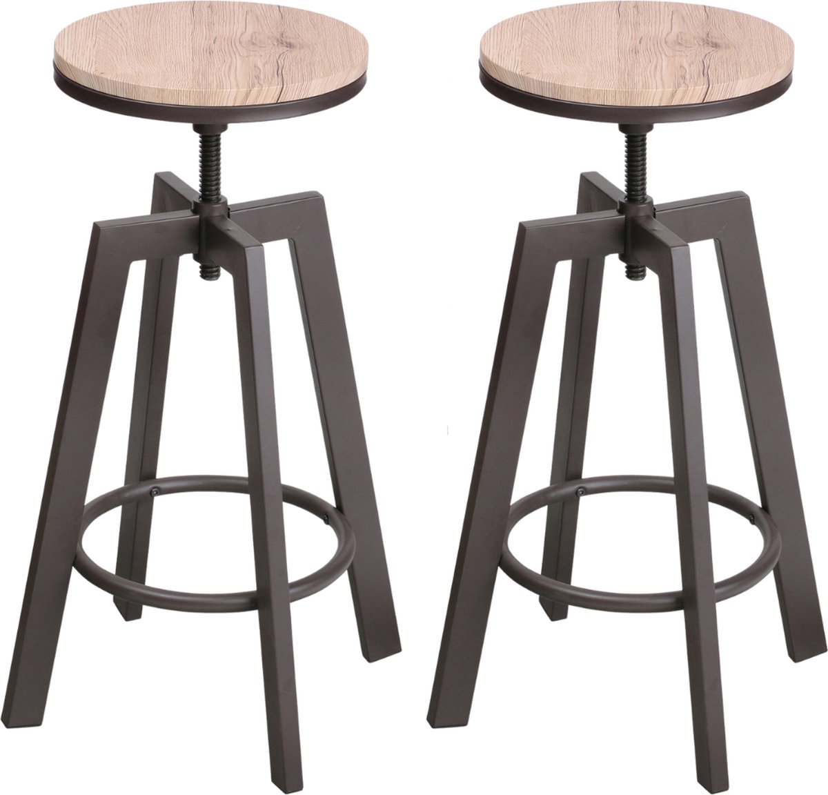 "DOCK" – SET VAN 2 BARSTOELEN DIAM. 43CM, VERSTELBAAR IN HOOGTE VAN 63 TOT 73CM