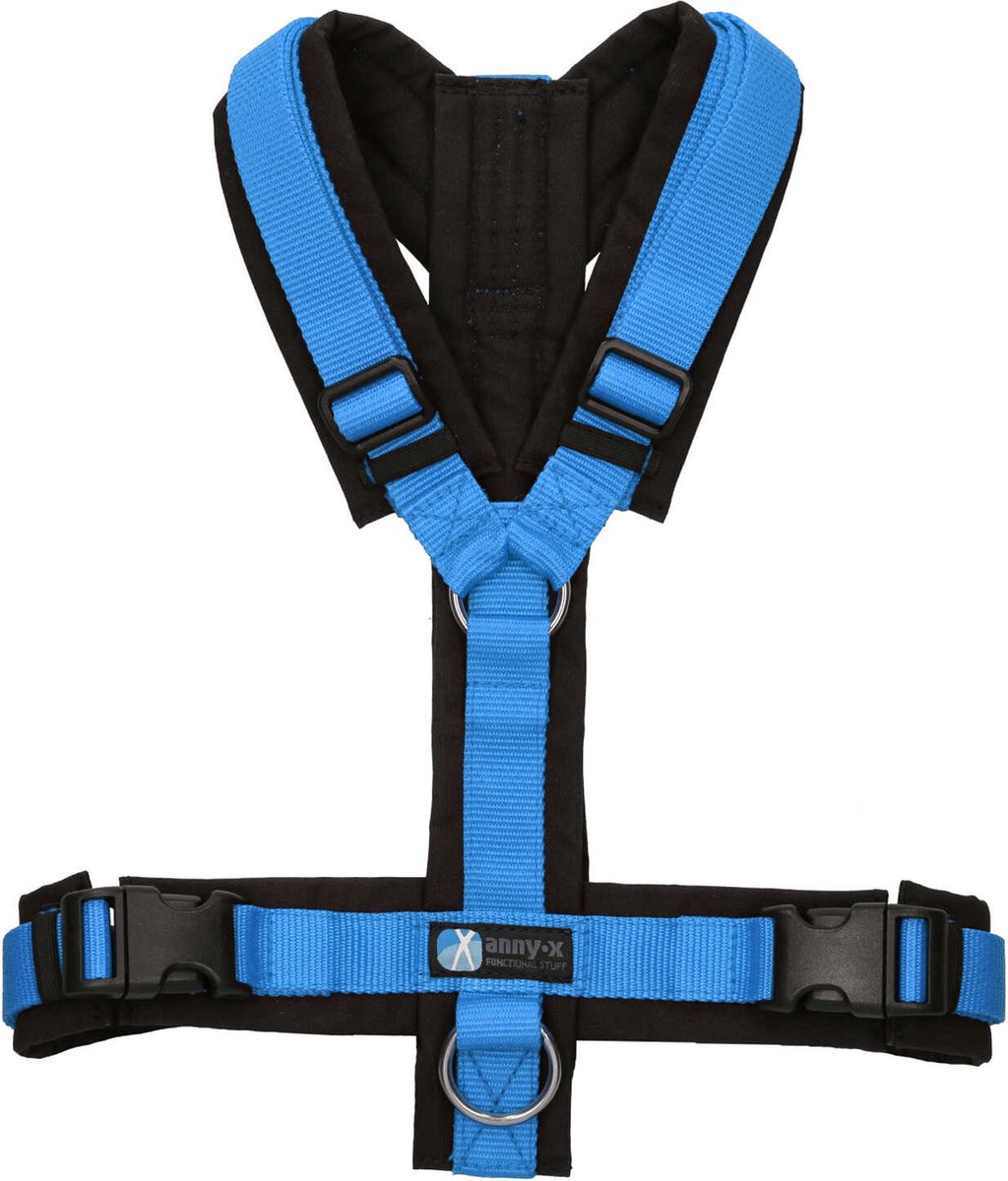 Annyx hondentuigje FUN-zwart-blauw-maat XS -geschikt voor borstomvang 43 tot 52cm- gewicht van uw hond ca. 6 tot 12kg.