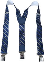 bretels heren - Bretels - bretels heren volwassenen - bretellen voor mannen - bretels heren met brede clip Blauw Geel