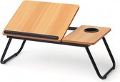 Bedtafel - Laptop tafel | Bekerhouders | Hout, RVS | Verstelbaar | Multifuntioneel