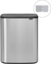 Brabantia Bo Touch Bin poubelle 2 x 30 litres avec 2 seaux intérieurs synthétiques - Matt Steel Fingerprint Proof