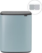 Brabantia Bo Touch Bin poubelle 2 x 30 litres avec 2 seaux intérieurs synthétiques - Metallic Mint