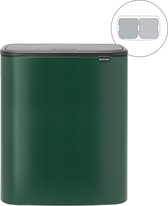 Brabantia Bo Touch Bin poubelle 2 x 30 litres avec 2 seaux intérieurs synthétiques - Pine Green