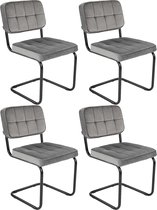 Kick buisframe stoel Ivy grijs - set van 4