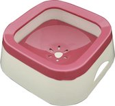Drinkbak - Waterbak - Anti lek - Anti Knoei - Onderweg - Anti Slobberen - Honden - Katten - Huisdieren - wit/roze 17 x 8 cm