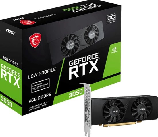 MSI NVIDIA GeForce RTX 3050 LP 6G OC - Videokaart - 6GB - GDDR6 - PCIe 4.0 - 2x HDMI 2.1 - 1x DisplayPort 1.4