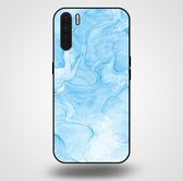 Smartphonica Telefoonhoesje voor OPPO A91 met marmer opdruk - TPU backcover case marble design - Lichtblauw / Back Cover geschikt voor Oppo A91