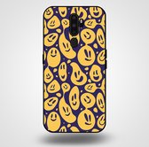 Smartphonica Telefoonhoesje voor OPPO A5 2020 met smiley opdruk - TPU backcover case emoji design - Paars Geel / Back Cover geschikt voor OPPO A5 (2020)