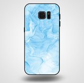 Smartphonica Telefoonhoesje voor Samsung Galaxy S7 Edge met marmer opdruk - TPU backcover case marble design - Lichtblauw / Back Cover geschikt voor Samsung Galaxy S7 Edge