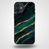 Smartphonica Telefoonhoesje voor iPhone 12 Mini met marmer opdruk - TPU backcover case marble design - Groen Goud / Back Cover geschikt voor Apple iPhone 12 Mini