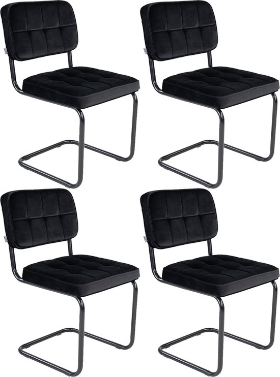 Chaise Kick structure tubulaire Ivy noir - lot de 4
