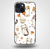Smartphonica Telefoonhoesje voor iPhone 13 Mini met katten opdruk - TPU backcover case katten design / Back Cover geschikt voor Apple iPhone 13 Mini