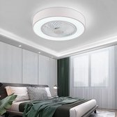 LuxiLamps | Plafondventilator | LED | Dimbaar | 3 Snelheden | 55 cm | Moderne Lamp | Plafondlamp | Ventilatorlamp | Wit | Woonkamerlamp