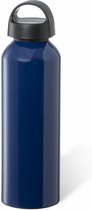 Bellatio Design Waterfles/drinkfles/sportfles - glans donkerblauw - aluminium - 800 ml - schroefdop