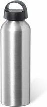 Bellatio Design Waterfles/drinkfles/sportfles - metallic zilver - aluminium - 800 ml - schroefdop