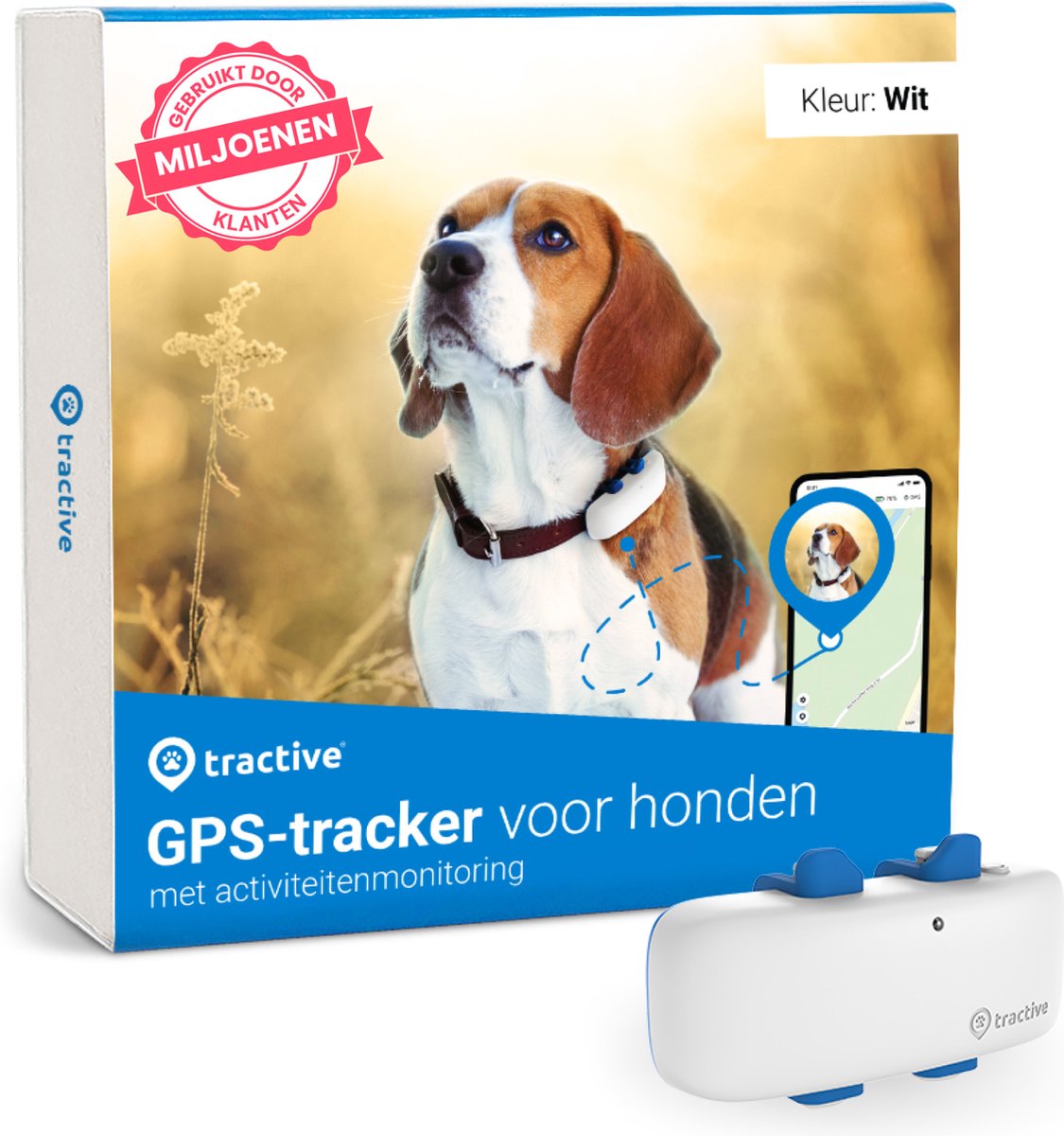 Tractive DOG 4 - Gps-hondenhalsband en gezondheidsmonitor - Wit - Tractive