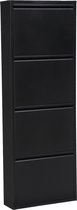Meuble à chaussures en métal 4 - Portes de WDMT™ | 137x15x50cm | Meuble à chaussures moderne pour un rangement élégant de votre collection de chaussures | Noir mat