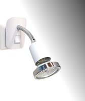 Trango Stekkerlamp in mat wit Stekkerlamp 11-056 *FLEXI* nachtlampje incl. 1x GU10 3000K warm wit LED lamp chroom ring & AAN/UIT schakelaar leeslamp, wandlamp, keukenlamp