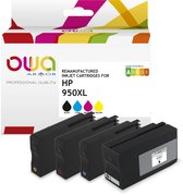 OWA inkjet HP 950XL B, 951XL C, 951XL M, 951XL Y - refurbished original HP cartridge - 1x Zwart, 1x Cyaan, 1x Magenta, 1x Geel hoge capaciteit