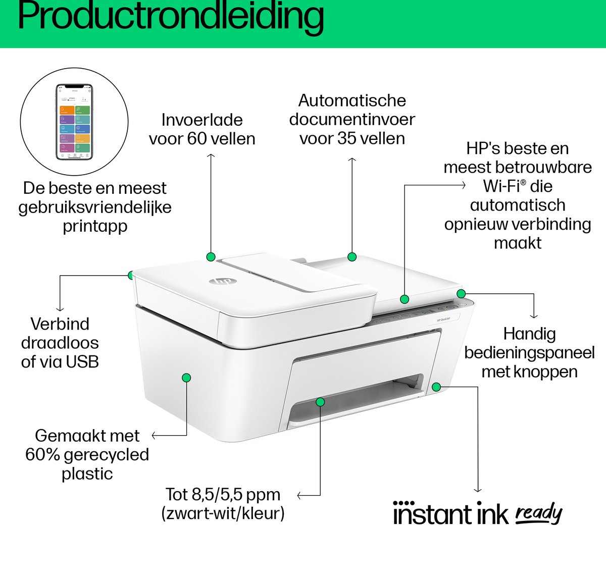 HP DeskJet 4220e - All-in-One Inkjetprinter - Geschikt voor Instant Ink - Cement — afbeelding 7