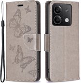 Coverup Vlinders Book Case - Geschikt voor Xiaomi Redmi Note 13 5G Hoesje - Grijs