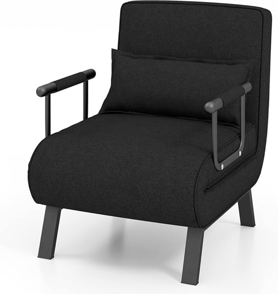 Luxe 4 in 1 Slaapfauteil – Slaapstoel – 5 Posities - Multifunctioneel – Verstelbare Rugleuning – Gewatteerd – Hoogwaardig Materiaal - Zwart