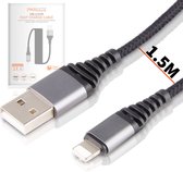 Phreeze USB Kabels Auto - Geschikt voor Apple CarPlay, iPhone - Oplader Kabel - Uitrekbaar tot 1,5 Meter - Zwart
