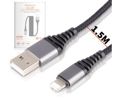 Phreeze USB Kabels Auto - Geschikt voor Apple CarPlay, iPhone - Oplader Kabel - Uitrekbaar tot 1,5 Meter - Zwart