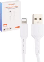 Versterkte & Flexibele USB Kabel - Geschikt voor iPhone - USB Kabel Oplader - 2 Meter Lang - Kunststof - Wit