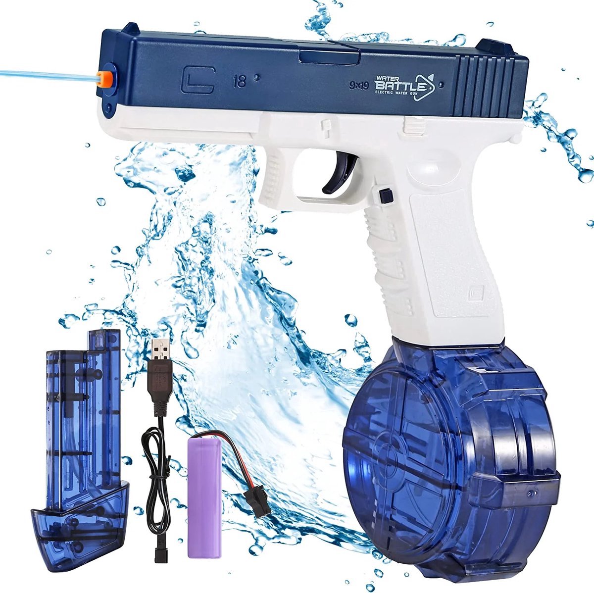 Elektrisch Waterpistool voor Jongens - Super Soaker - Glock - Waterblaster - Blauw - Kunststof