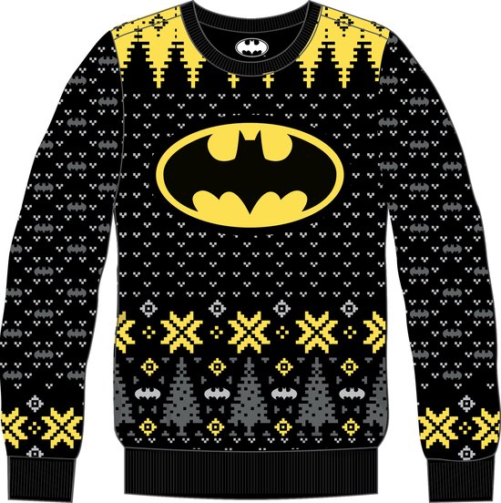 DC Comics - Batman Logo zwart en geel Kerstmis sweater M