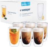 Dubbelwandige glazen van Wessper - 450 ml - ideaal voor thee, koffie, cacao, cappuccino, Latte Macchiato - Thermoglazen - 6 stuks
