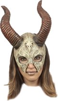 Partychimp Masker Mythical Horned Skull Halloween Masker voor bij Halloween Kostuum Volwassenen - Latex Beige One-size