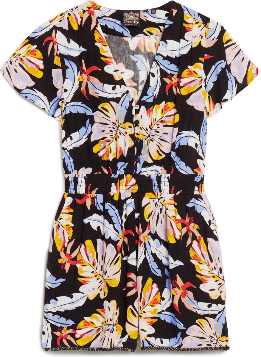 Superdry SHORT SLEEVE BEACH PLAYSUIT Dames Jumpsuit Zwart