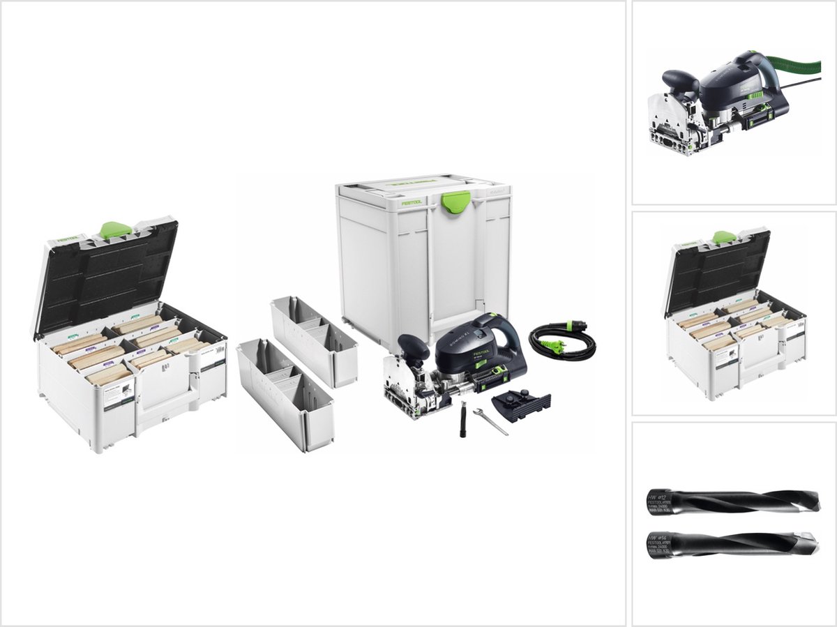 Festool DOMINO XL DF 700 EQ-Plus plugfreesmachine 720 W (576426) + 128-delige plugset (576792)