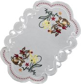 Chemin de table - Set de table - Pasen - Aspect satiné - Couleur crème - Lapin de Pâques avec fleur jaune - 30 x 45 cm