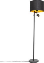 QAZQA jelena - Moderne Vloerlamp | Staande Lamp met leeslamp - 1 lichts - H 150 cm - Zwart Goud - Woonkamer | Slaapkamer | Keuken