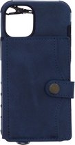 Backcover hoesje Geschikt voor: Apple iPhone 12 Pro Max hoesje - Pasjeshouder case - Ruimte voor pasjes - Siliconen en Polsbandje - Blauw