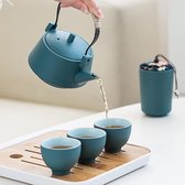 Service à thé vert japonais pour adultes, services à thé chinois en céramique, service à thé Kung Fu Portable avec plateau en bambou