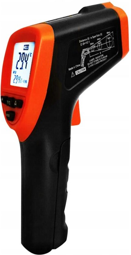Nauwkeurige en Handige Niet-Contact Infrarood Thermometer (-50°C tot +550°C)- zwart /oranje